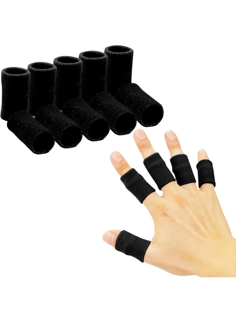 SFENG Finger Sleeves, Thumb Splint Brace For Finger Support, Breathable Elastic Finger tape, Compression pression Protector For Reliving Pain, Triggger Finger, Compression Aid For Sports, 10PCS (black) - Image 1