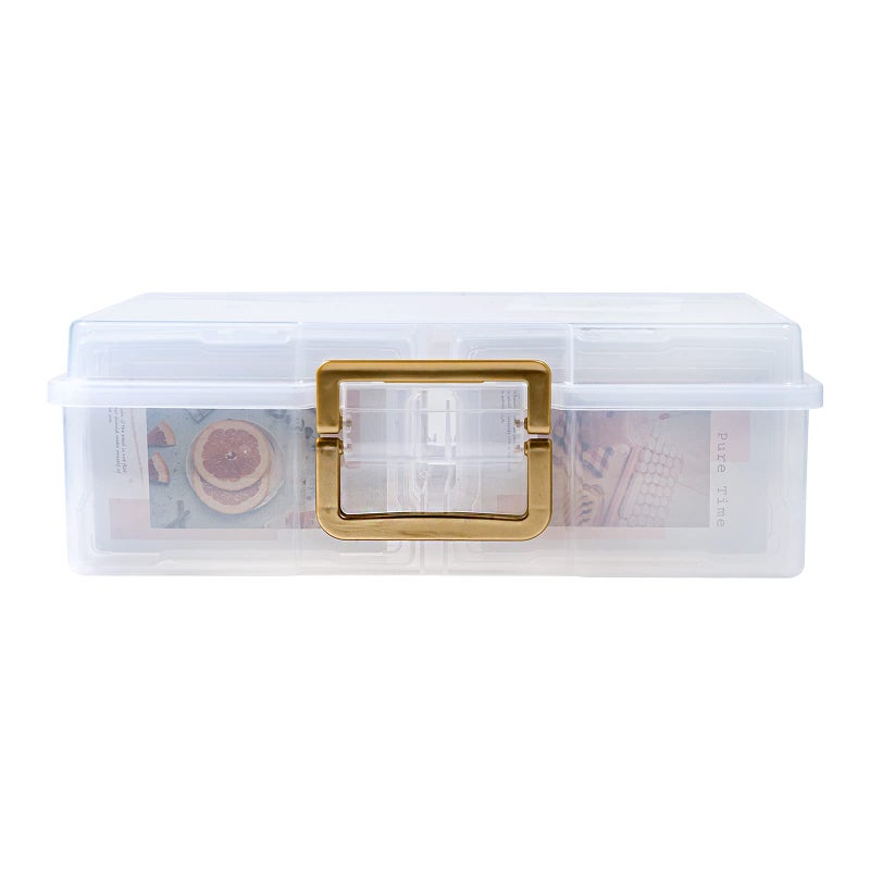 novelinks Transparent 4" x 6" Photo Organizers and Photo Storage Box with Handle, 16 Inner Photo Cases, Portable Picture Organizers & Photo Storage Containers (Clear-Gold Handle) - Image 4