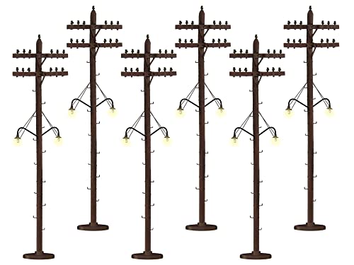 Lionel Electric O Gauge Model Train Accessories, Lighted Scale Telephone Poles, Pack of 6 - Image 2