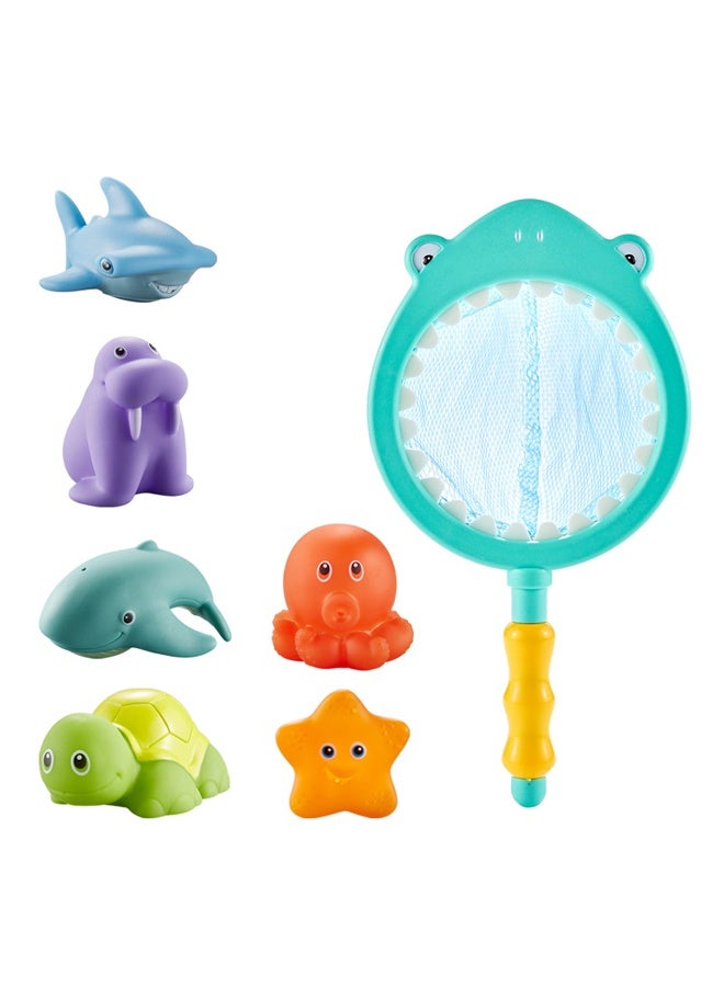 Bath toys, spray color change floating animals, bathroom pool accessories, shark fishing toy set for infants and children to use - Image 1