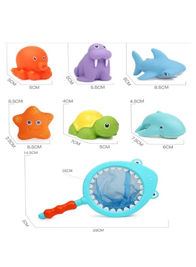 Bath toys, spray color change floating animals, bathroom pool accessories, shark fishing toy set for infants and children to use - Image 4