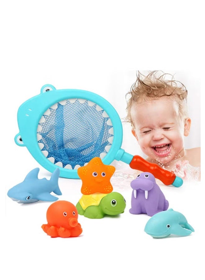 Bath toys, spray color change floating animals, bathroom pool accessories, shark fishing toy set for infants and children to use - Image 2