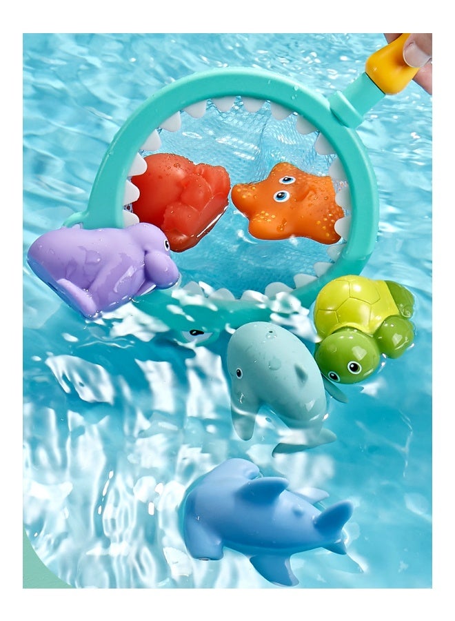 Bath toys, spray color change floating animals, bathroom pool accessories, shark fishing toy set for infants and children to use - Image 5
