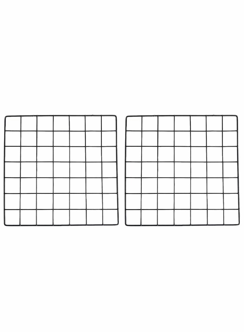 KASTWAVE 2Pcs Wall Grid Photo Display Panel, Picture Memo Note Wall Mount Grid Holder, Ins Art Display PhotoWall, Wire Frame Photo Display Organizer - Image 1