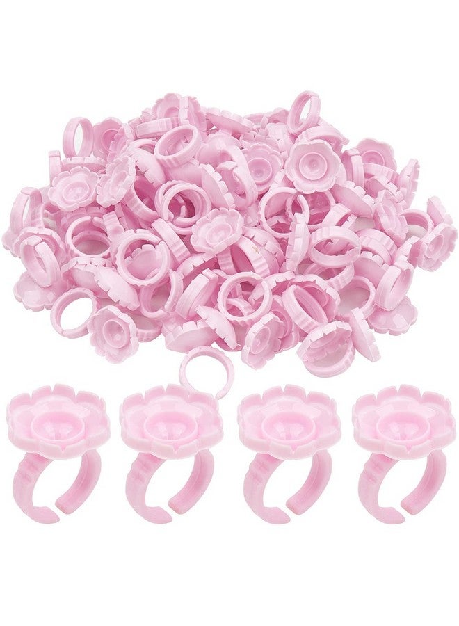 Mekupeu Disposable Plastic Eyelash Flower Glue Ring Lash Extension Blossom Holder Cup (Pink) - Image 1