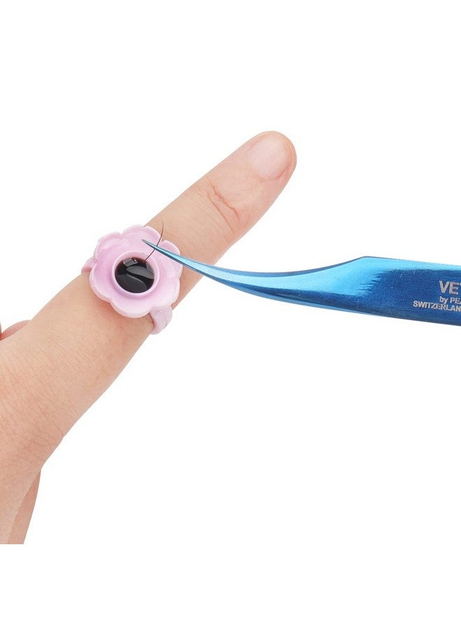 Mekupeu Disposable Plastic Eyelash Flower Glue Ring Lash Extension Blossom Holder Cup (Pink) - Image 4