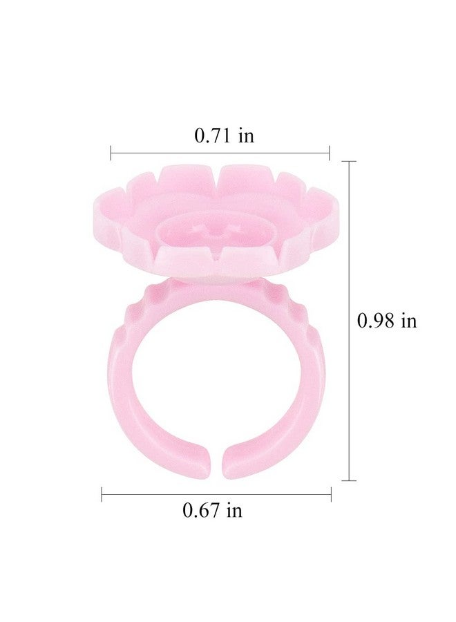 Mekupeu Disposable Plastic Eyelash Flower Glue Ring Lash Extension Blossom Holder Cup (Pink) - Image 3