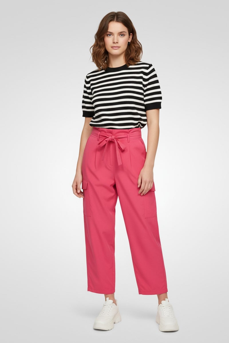 promod Women Regular Fit Solid Straight Pants, Pink - Image 2