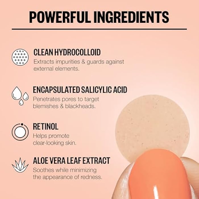 PEACE OUT Acne Healing Dots Helps Clear Blemishes Overnight, Fast Acting Hydrocolloid Pimple Patches for Breakouts with Salicylic Acid, Retinol and Aloe Vera, Award Winning Skincare Solution 20 Count - Image 5