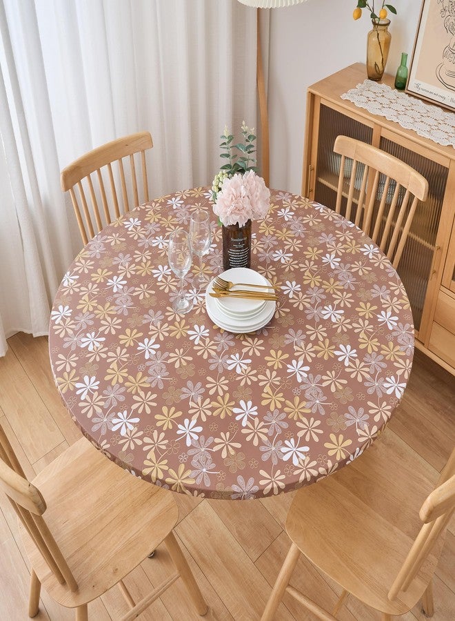 Pioggia مفرش طاولة دائري من الفينيل بحواف مطاطية وظهر من الفلانيل - غطاء بلاستيكي مقاوم للماء والزيوت من مادة PVC (يناسب الطاولات التي يصل قطرها إلى 40-44 بوصة) - Image 2