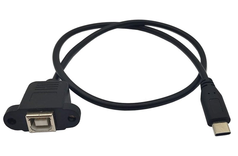KNEUTRIX (30 CM) Type-C USB Male to USB 2.0 B Type Female Panel Mount Printer Extension Cable with Screws Holes for Laptop Printer - Image 2