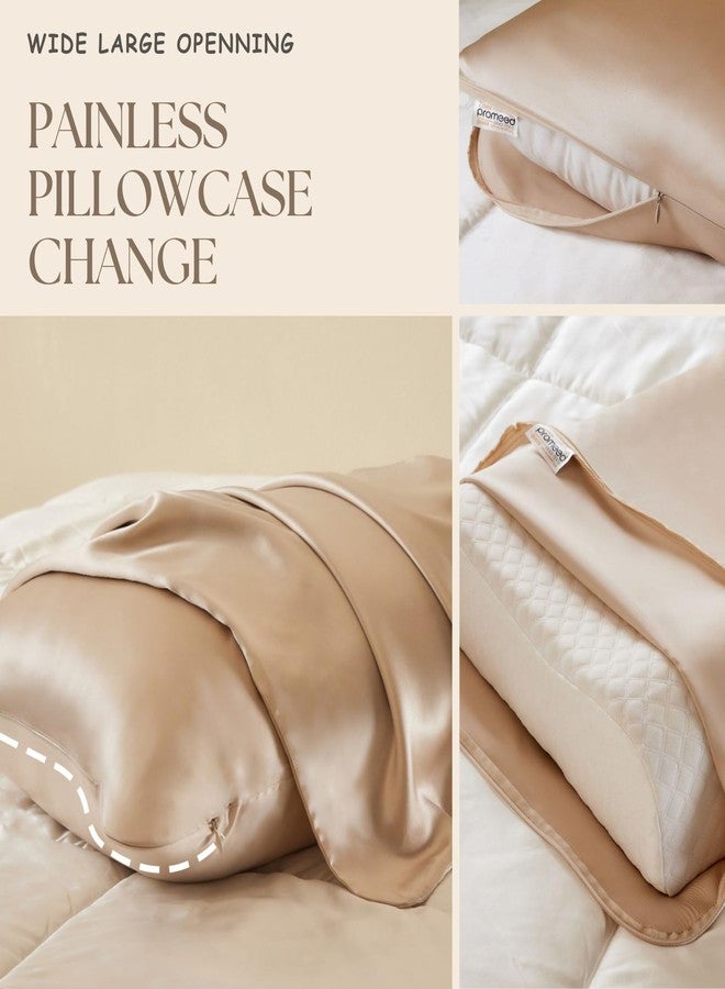 PROMEED Hyaluronic Acid Silk Pillowcase 100% Mulberry, Ultra-Hydrating 23 Momme Silk Pillow Case for Hair and Skin, Grade 6A+, Lock in Moisture Overnight (Champagne, Standard-20 x26) - Image 5
