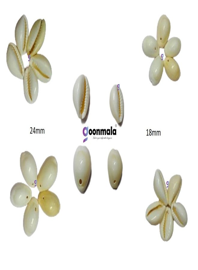 GOONMALA Natural Sea Shell/Cowrie/Kowri/Kodi for Craft, Jewellery, Bracelet, Rakhi, Embroidery Work Grey & White Colour 18mm 100 pc Each (24mm) - Image 3