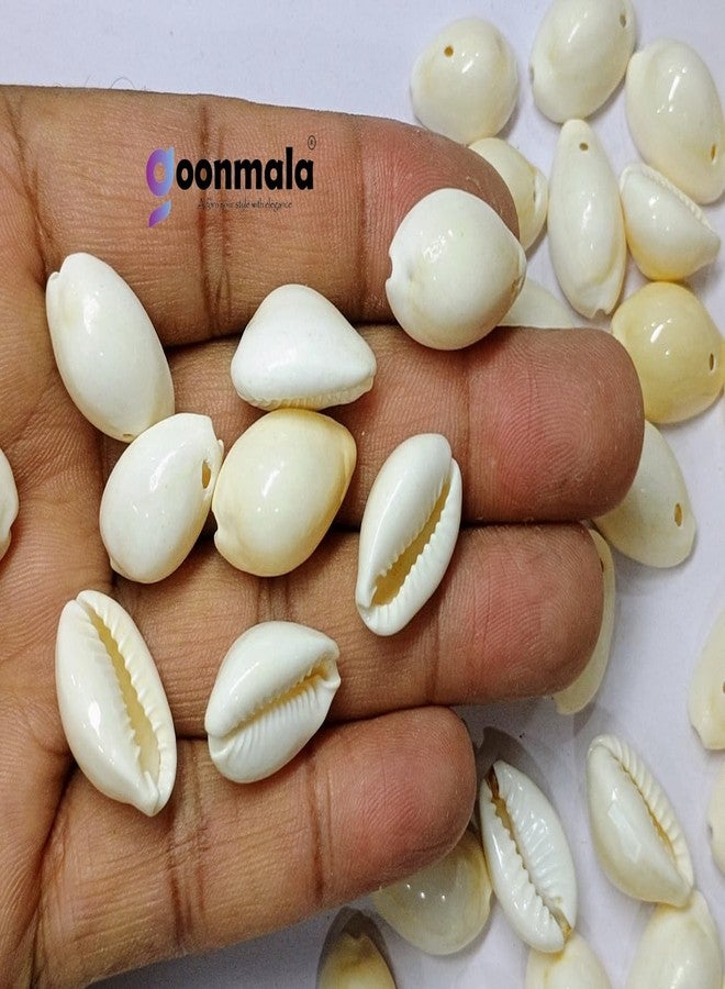GOONMALA Natural Sea Shell/Cowrie/Kowri/Kodi for Craft, Jewellery, Bracelet, Rakhi, Embroidery Work Grey & White Colour 18mm 100 pc Each (24mm) - Image 2