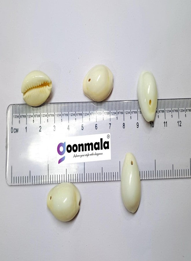 GOONMALA Natural Sea Shell/Cowrie/Kowri/Kodi for Craft, Jewellery, Bracelet, Rakhi, Embroidery Work Grey & White Colour 18mm 100 pc Each (24mm) - Image 4