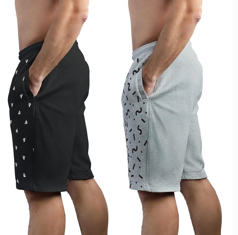 hotfits Stylish Men Black & Grey Cotton Shorts-Pack of 2-XL - Image 2