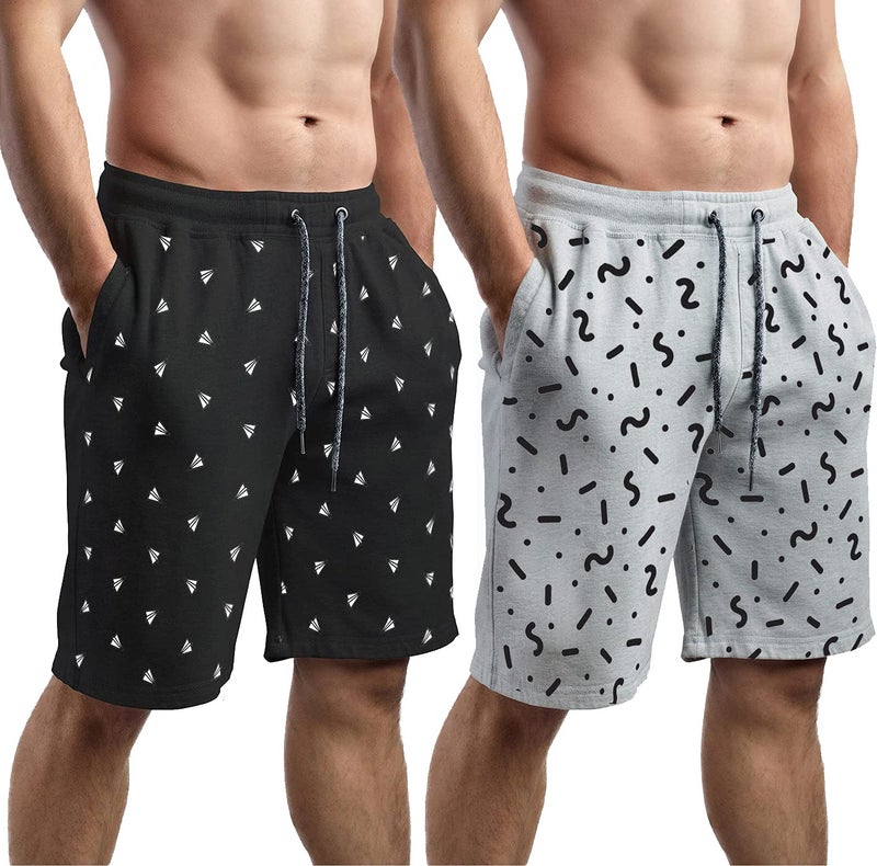 hotfits Stylish Men Black & Grey Cotton Shorts-Pack of 2-XL - Image 5