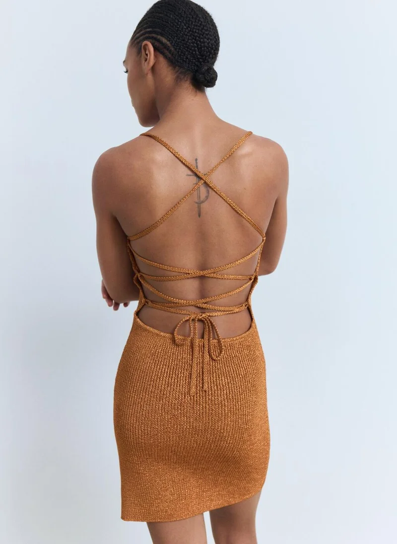 مانجو Lurex dress with crossed back