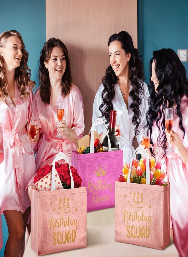 Clysee 10 Pack Reusable Birthday Squad Birthday Queen Gift Bag with Handle Large Tote Bag for Women(Pink, Fuchsia) - Image 5