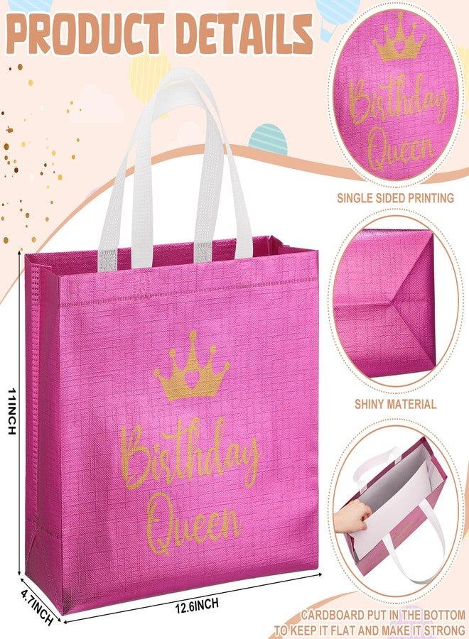 Clysee 10 Pack Reusable Birthday Squad Birthday Queen Gift Bag with Handle Large Tote Bag for Women(Pink, Fuchsia) - Image 3