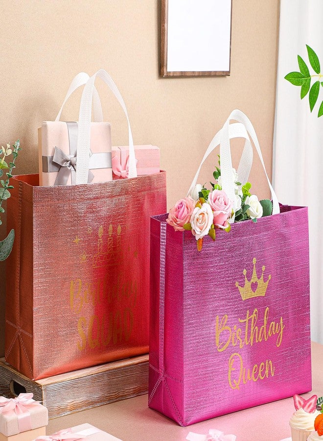 Clysee 10 Pack Reusable Birthday Squad Birthday Queen Gift Bag with Handle Large Tote Bag for Women(Pink, Fuchsia) - Image 4