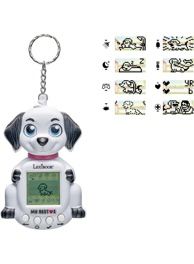 Lexibook JLMBDOG My Best-E Dog Console with LCD Screen and Keyring, Interactive Virtual Pet Dog Keychain Toy, Compact Digital Pet Game with Animated LCD Display, Portable Handheld Electronic Pet for Kids, White Tamagotchi-Style Dog Game Console - Image 2