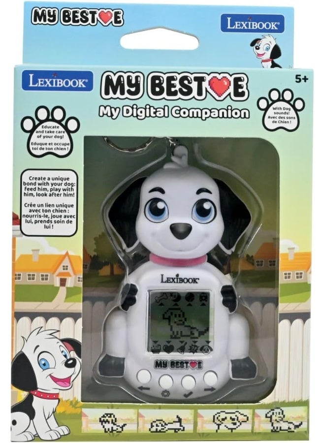Lexibook JLMBDOG My Best-E Dog Console with LCD Screen and Keyring, Interactive Virtual Pet Dog Keychain Toy, Compact Digital Pet Game with Animated LCD Display, Portable Handheld Electronic Pet for Kids, White Tamagotchi-Style Dog Game Console - Image 5