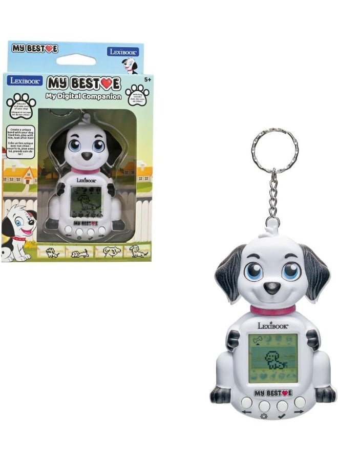 Lexibook JLMBDOG My Best-E Dog Console with LCD Screen and Keyring, Interactive Virtual Pet Dog Keychain Toy, Compact Digital Pet Game with Animated LCD Display, Portable Handheld Electronic Pet for Kids, White Tamagotchi-Style Dog Game Console - Image 1