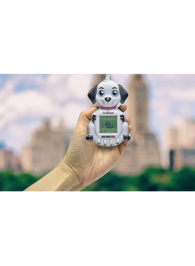 Lexibook JLMBDOG My Best-E Dog Console with LCD Screen and Keyring, Interactive Virtual Pet Dog Keychain Toy, Compact Digital Pet Game with Animated LCD Display, Portable Handheld Electronic Pet for Kids, White Tamagotchi-Style Dog Game Console - Image 3