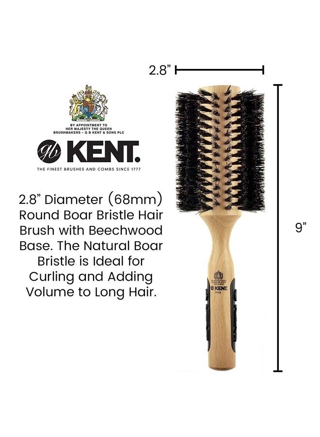 Kent PF09 Large Round Curling Brush with Hard Natural Boar Bristle - Hair Drying Brush, Round Hair Brush, and Blowout Brush - Small Round Brush for Dry Hair - For Shoulder Length or Shorter Hair - Image 2