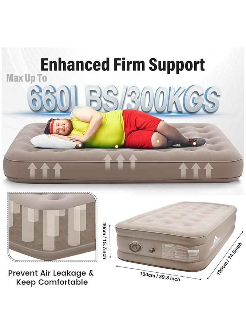 Inflatable Air Mattress,Self-Inflating Sleeping Mats,Twin Air Bed with Built-in Pump, Blow Up Mattress 300lb Capacity, Inflation Airbed for Camping Home Trunk Bed Travel (Single Person/Low)  - Image 2