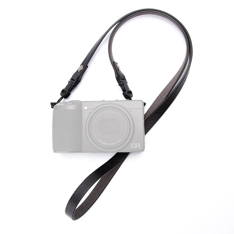 DBZZ Vintage Minimalist Leather Camera Neck Shoulder Strap For Ricoh GRII GRIII GRIV For Leica X1 For Fuji X-half X100VI (Black) - Image 1