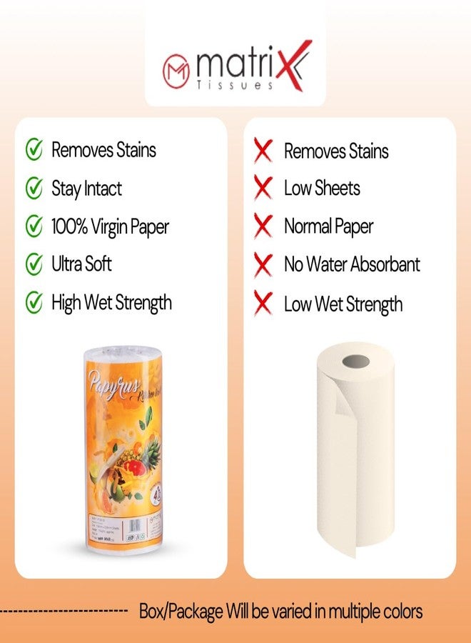 Papyrus Kitchen Towel Roll 4 Ply (90 Pulls in 1 Roll, 90x4=360 Sheets) | Kitchen Towels Roll | Cleaning kitchen Paper Roll | kitchen Tissue Paper Roll | Multipurpose Kitchen Towel Cloth Roll - Image 5