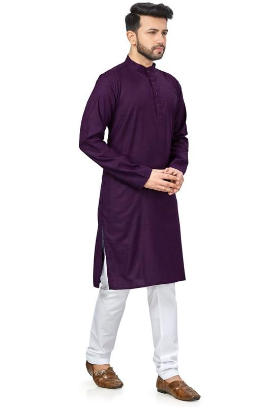 Be-Active BE ACTIVE Men's Traditional Solid Full Sleeves Kurta || Cotton Kurta for Men || Men Kurta for Wedding || Kurta for Men (N-RFSK0001 10 KR L) Wine - Image 3