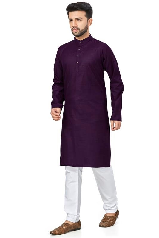 Be-Active BE ACTIVE Men's Traditional Solid Full Sleeves Kurta || Cotton Kurta for Men || Men Kurta for Wedding || Kurta for Men (N-RFSK0001 10 KR L) Wine - Image 2