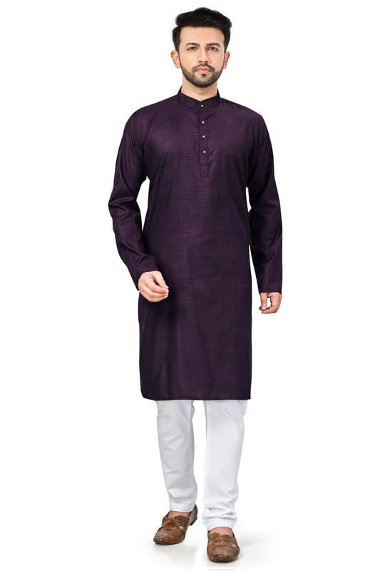 Be-Active BE ACTIVE Men's Traditional Solid Full Sleeves Kurta || Cotton Kurta for Men || Men Kurta for Wedding || Kurta for Men (N-RFSK0001 10 KR L) Wine - Image 1