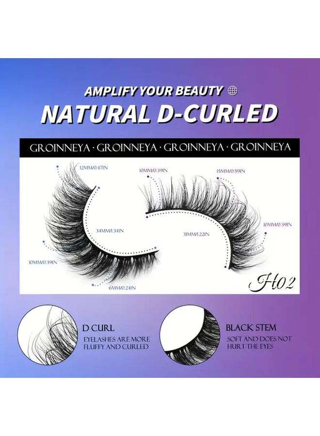 GROINNEYA 20 Pairs 3D Fluffy Multi-Layer Cosplay Eyelashes Set Natural D Curl Mix Lengths Handmade - Image 4