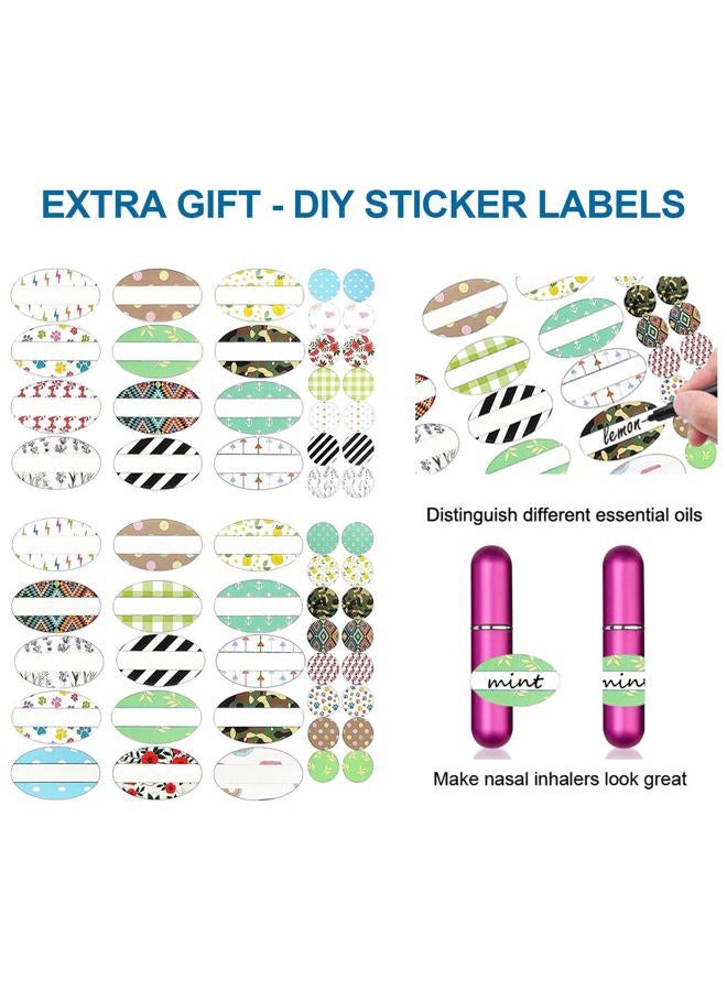 Lulupaxton Aromatherapy Nasal Inhaler tubes for Essential Oils, Portable Reusable Blank Aluminum Nasal Inhalers with 2 Mini droppers 24 Cotton Wicks and 24 Writable Stickers, 6 Pack - Image 4