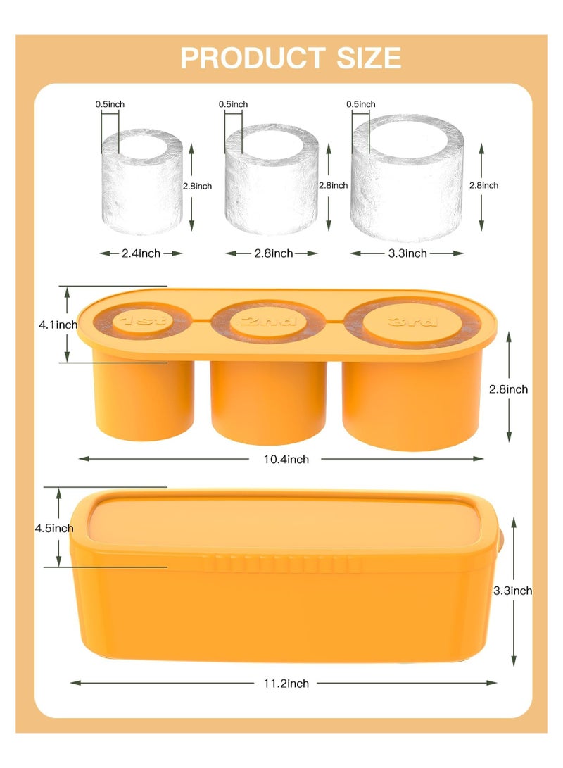 ساكن Ice Cube Tray, Silicone Ice Cube Maker with Lid for 20 30 40oz Tumbler, For Freezer, Ice Drink, Juice, Gifts Yellow  - Image 2
