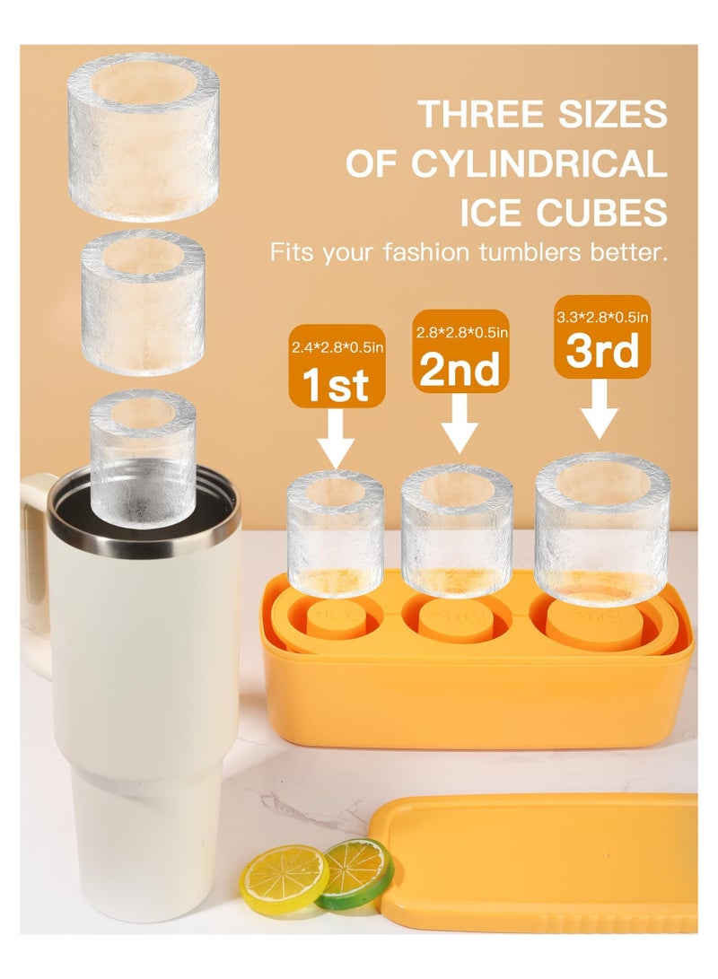 ساكن Ice Cube Tray, Silicone Ice Cube Maker with Lid for 20 30 40oz Tumbler, For Freezer, Ice Drink, Juice, Gifts Yellow  - Image 3