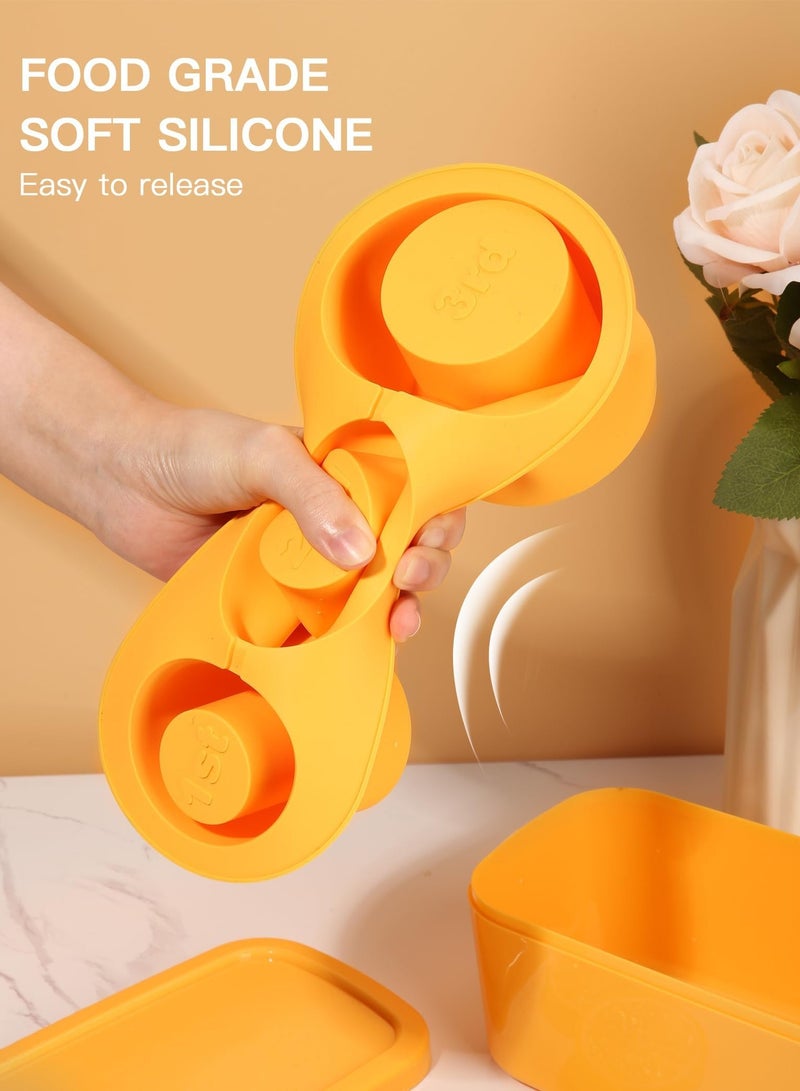 ساكن Ice Cube Tray, Silicone Ice Cube Maker with Lid for 20 30 40oz Tumbler, For Freezer, Ice Drink, Juice, Gifts Yellow  - Image 5