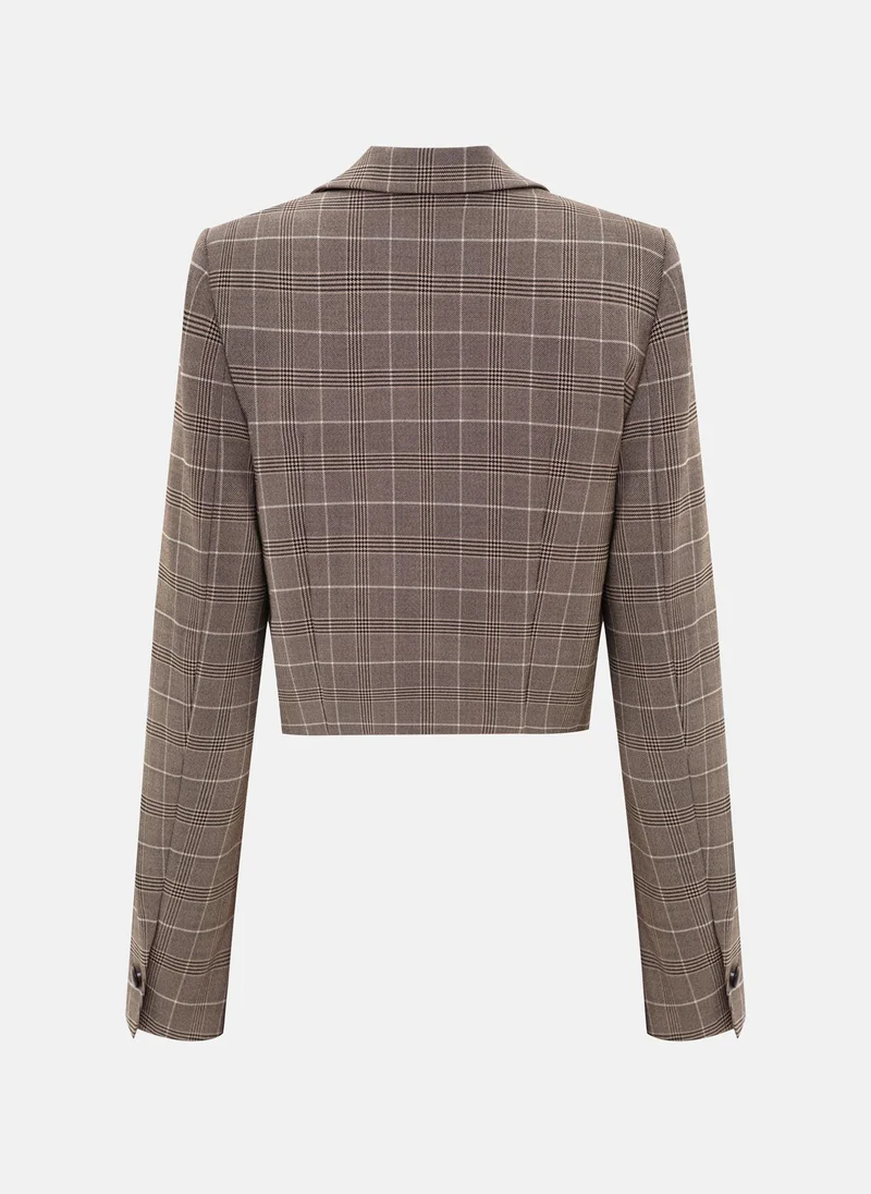 Lichi Cropped single-breasted checked jacket