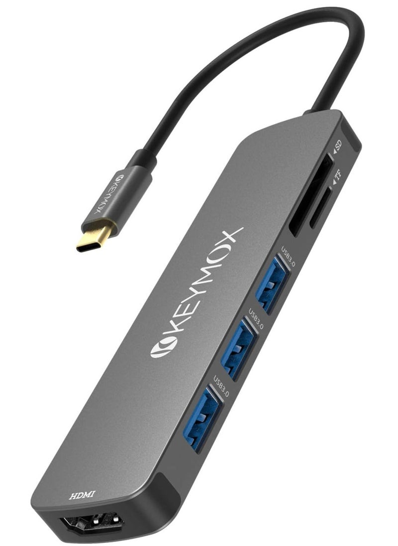 Keymox USB C Hub HDMI, MacBook Pro Multiport Adapter USB C Dongle, 4K USB-C to HDMI, 3 USB 3.0 Ports and SD/TF Cards Reader for MacBook Air Pro ChromeBook Pixel Matebook XPS  - Image 5