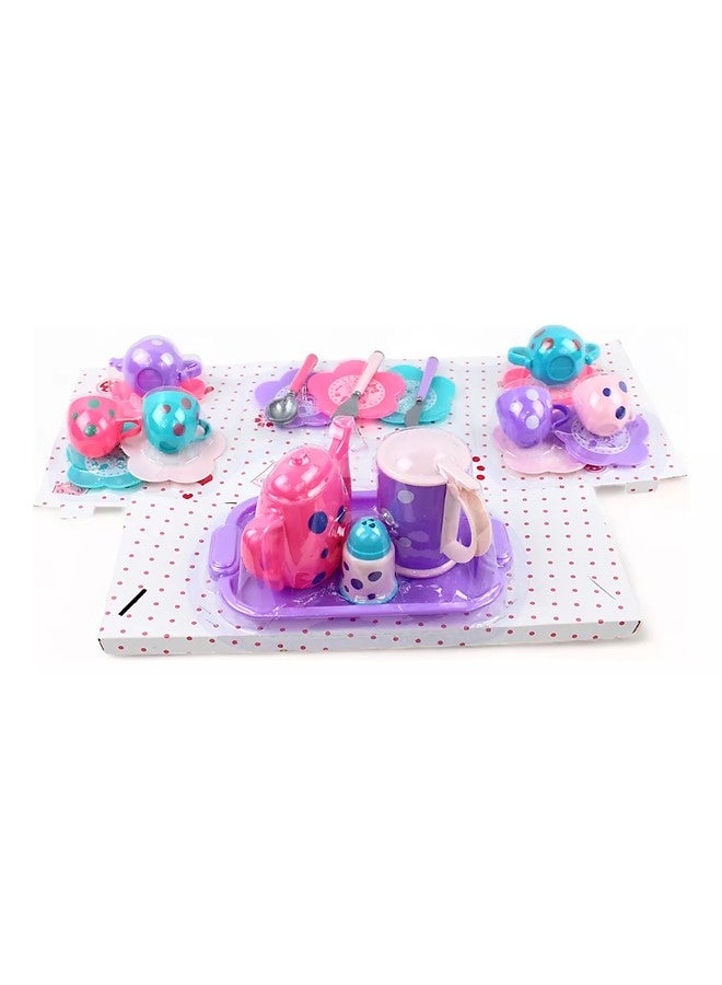 We Happy 22 Pieces Pretend Play Tea Set for Kids – Kitchen Cooking Accessories Toy Set with Cups, Saucers, Cookware and Utensils – Learning and Activity Toy for Toddlers and Children - Image 4