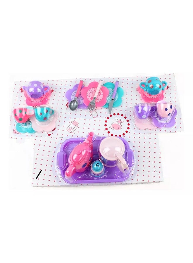 We Happy 22 Pieces Pretend Play Tea Set for Kids – Kitchen Cooking Accessories Toy Set with Cups, Saucers, Cookware and Utensils – Learning and Activity Toy for Toddlers and Children - Image 3