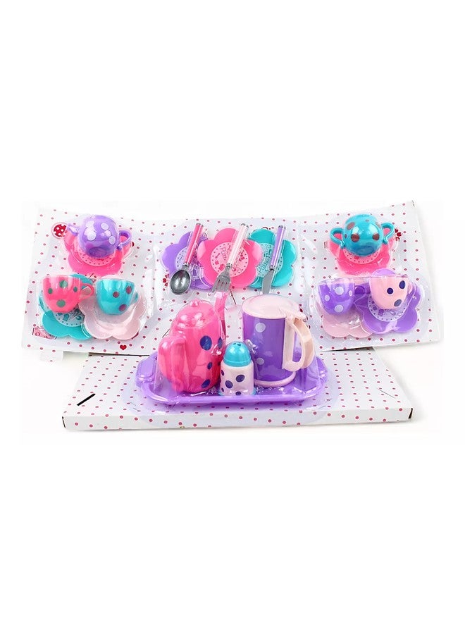 We Happy 22 Pieces Pretend Play Tea Set for Kids – Kitchen Cooking Accessories Toy Set with Cups, Saucers, Cookware and Utensils – Learning and Activity Toy for Toddlers and Children - Image 2