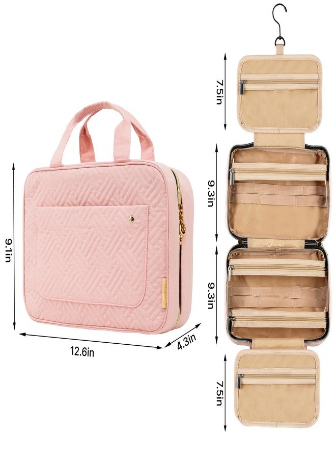 Carrywell (Not Made In China) Toiletry Bag Travel Bag with Hanging Hook, Makeup Organizer Case, Water-Resistant Cosmetic Bag For Full-size Containers, Toiletries, Pink Large+ - Image 2