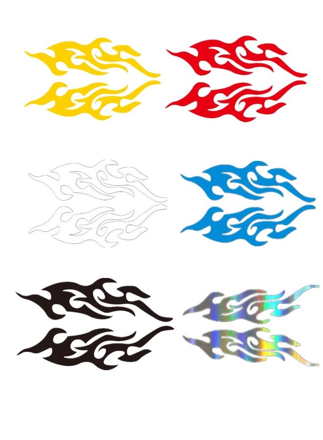 XHBTS 12 Pieces Bike Flame Reflective Decals Helmet Fire Stickers 6 Colors Decorative Stickers Bicycle Stickers and Decals for DIY - Image 1