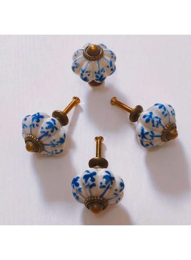 4 Single Hole Vintage Ceramic Pumpkin Shaped Cabinet Pulls With Metal Hardware Rustic Farmhouse Style For Cabinets Drawers And Shoe Cabinets Including Installation Screws - Image 4
