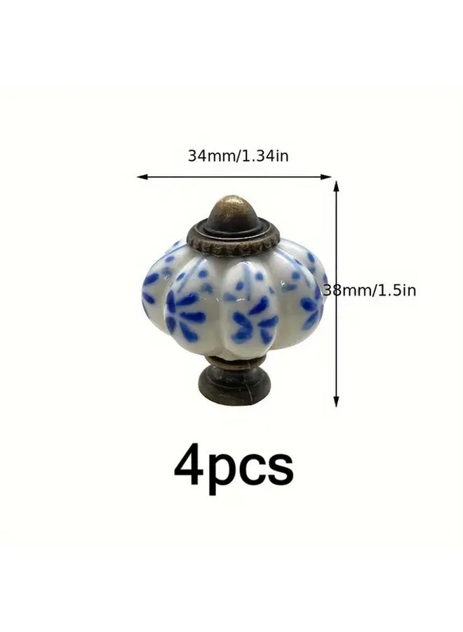 4 Single Hole Vintage Ceramic Pumpkin Shaped Cabinet Pulls With Metal Hardware Rustic Farmhouse Style For Cabinets Drawers And Shoe Cabinets Including Installation Screws - Image 3